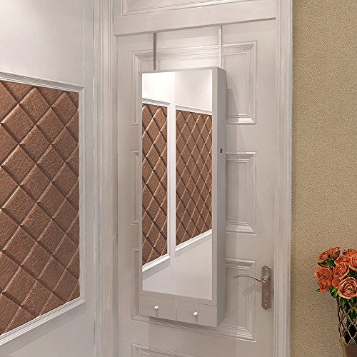Songmics Schmuckschrank Türmontage / Wandmontage mit LED Beleuchtung weiß JBC28W - 7