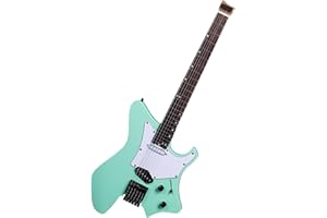 EART GW2TP-SE - Chitarra elettrica senza testa con corpo in mogano tostato, pickup Artones-TSE, estremità arrotondate, tasti jumbo in acciaio inox medio (verde)