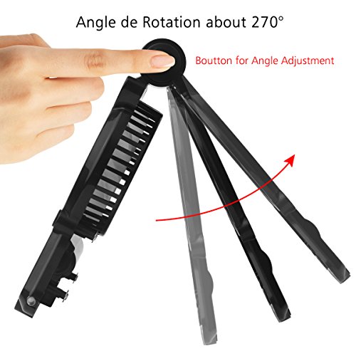 Zuoao Tablet Handys Halter Ständer Handy-Kühler/Mini-Ventilator mit Klappständer LED Lampe und USB Ständer Tischständer Multi-Winkel Halterung Tablet Halter für Handy Tablet (Schwarz) - 3