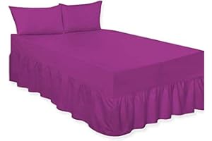 LOOMS & LEAVES PERCALE EXTRA DEEP 100% COTTON BLEND POLY FITTED VALANCE BED SHEETS IN (PLUM, KING)