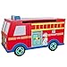 Teamson Kids Childens Wooden Large Storage Treasure Fire Engine Toy Trunk Toy Box Chest On Wheels W-4007A