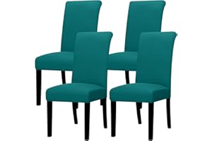 Lellen Dining Chair Covers Set of 4, Stretch Chair Covers Dining Chair Slipcovers Removable Washable Reusable Home & Kitchen Decor Protector Dining Room Chair Covers,Teal