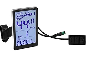 FLYLIN Display LCD per bicicletta elettrica, 24 V, 36 V, 48 V, 60 V, 5 poli, misuratore LCD con spina impermeabile, pannello E, accessorio per bicicletta elettrica da 31,8 22,2 mm