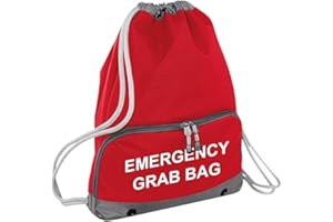 FireShield Emergency Grab Bag - Red Emergency Documents Drawstring Bag with Reflective Lettering