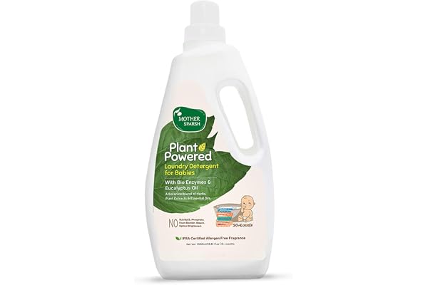 Mother Sparsh Plant Powered Baby Laundry Liquid Detergent With Bio - Enzymes and Eucalyptus Oil Without Dyes & Optical Brighteners -1 Litre