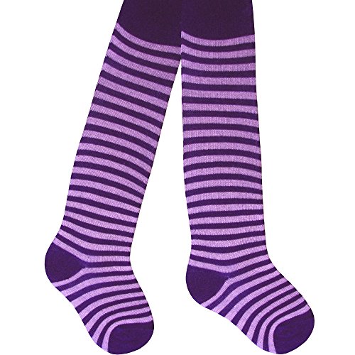 0-6 Months Baby Girl's Soft Cotton Tights (Pink & Navy Blue Stripes)