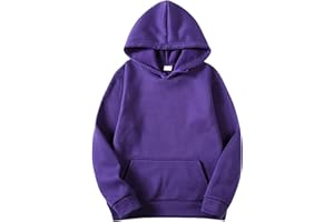 liaddkv Felpa a maniche lunghe con cappuccio oversize, unisex, in tinta unita, con tasca a marsupio, girocollo, morbido capo basic per autunno, inverno