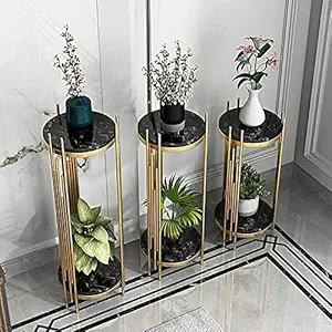 S.F.Decor Metal Europe Design Flower Plant Stand Glossy Finish Planter for Home Office Hall, Set of 3 | Height: Large- 30