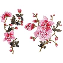 Set di 2 toppe ricamate con fiori bianchi da stirare/cucire