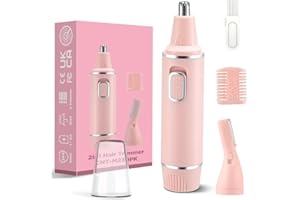 RAXMETRY Painless Nose Hair Trimmer for Women 2024 Upgrade Nose Trimmer Ladies Nose Hair Trimmer Dual Edge Blades,Battery(Included)-Operated with IPX7 Waterproof for Easy Cleansing,Pink