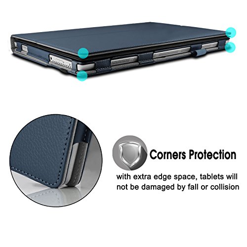 Lenovo Miix 510 Hülle Case -Infiland Slim Fit Folio PU-lederne dünne Kunstleder Schutzhülle Cover Tasche für Lenovo Miix 510 30,99cm (12,2 Zoll FHD) Windows Tablet-PC (Tablet und Tastatur sind nicht entgehaltet)(Dunkleblau) - 5