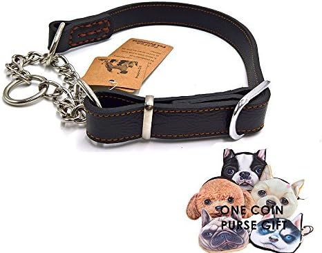 PetFun Unique Design Soft Sturdy Leather Choke Martingale Adjustable Collar with Toggle Stainless Steel, Vary in Size