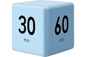 Feilifan Minuterie de Cuisine, Minuterie pour Enfants, avec Capteur de Gravité, Gestion du Temps et Compte à Rebours(15-20-30-60 Minutes, Bleu)