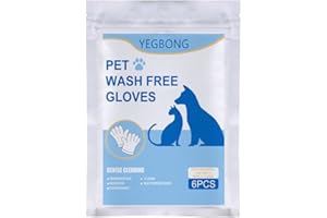 Hoomall Pet Disposable Cleaning Massage Gloves Pet No Washing Glove No Rinse Deodorant Wipe Gloves Puppy Kitten Bath Supplies(White， 6Pcs/Bag)