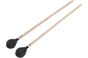 WALFRONT 1 Par de Mazos de Marimba de Cabeza de Hilo Duro Medio con Mangos de Arce, Mazos de Vibrófono de Percusión, Baquetas de Hilo MQ‑06(Negro)