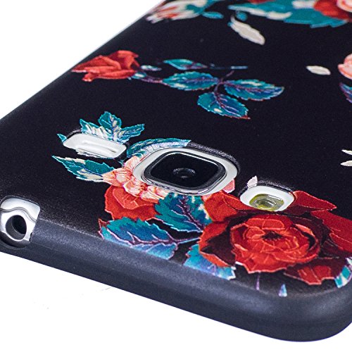 Samsung Galaxy J3 / J3(2016) SM-J310 Hülle, Chreey [Prägemuster] Full Body Cover Bumper Case Weich TPU Silikon Handyhülle Matt Kratzfeste Anti-Rutsch Schutzhülle Backcover [Chinese Rose] - 5