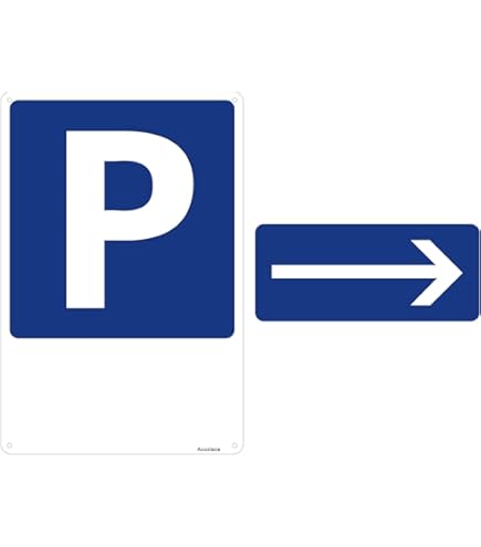 Cartello Parcheggio Con Freccia Destra - Alluminio 3mm 30x40 Cm, Per Esterno