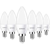 LVWIT E14 LED Bulbs, Candle Bulb, 6.5W Equivalent to 60W, 6500K Cool White Light, 806 LM, Low Consumption, Beam Angle 150&deg;, N