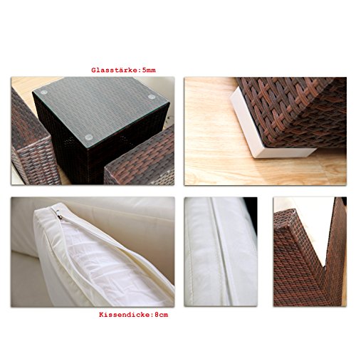 NAPO POLYRATTAN BRAUN GARTENMÖBEL RATTAN LOUNGE GARTENSET SITZGRUPPE ALU