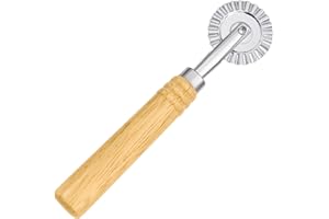 LUXIREMI Roulette à pâtes en alliage de zinc avec longue poignée en bois pour raviolis, presse rotative, outils à pizza, pâtisserie, moules à bords cannelés, accessoire de cuisine, gadget de cuisine
