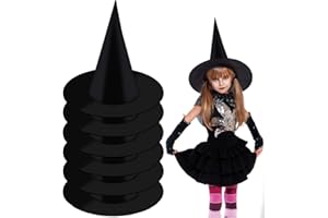 6 Pièces Chapeau Sorciere,Chapeau de Sorcière Enfant,Chapeau de Sorcière Halloween,Chapeau de Sorcière Adulte,Chapeau Pointu de Magicien,Chapeau de Sorcière Fille