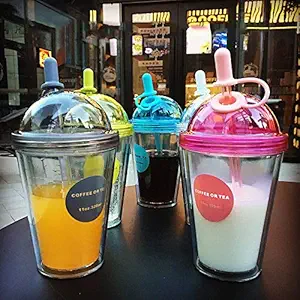 3nh Fashion Tube Type Water Bottles Transparent Portable Water Bottles Girl Outdoor Casual Student Juice Bottles: 320ML, Red