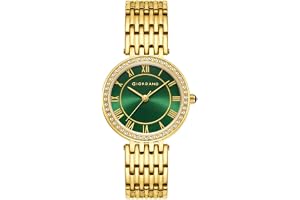 Giordano Eleganza Collection Round Analog Watch for Women, Diamond-Set with Metal Strap Ladies Water Resistant Wrist Watch - A2083