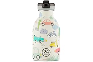 24Bottles Kids - Borraccia Bambini con Cannuccia Scuola Elementare e Asilo 250ml, Borraccia Bambina Bambino 100% Ermetica in Acciaio Inox, BPA Free Ultraleggera Ecologica No Termica, Adventure Friends