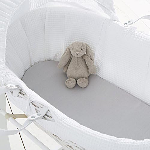 Silentnight Safe Nights Moses Basket Fitted Sheets Set 100 Percent Jersey Cotton Bassinet Size Pack of Two Plain Grey Newborn Easy Care Super Soft for Baby with Storage Bag (28 cm x 75 cm x 9 cm)