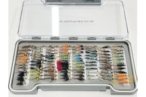 JUST CATCH Barbless Nymph Trout Flies, Boxed set of 96 Flies weighted and unweighted, gret Nymph Fly Collection mixed sizes, best nymph flies