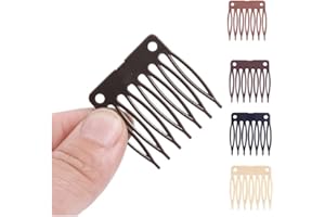 YANTAISIYU Haarkamm aus Kunststoff, 7 Zähne, für Perückenherstellung, Dunkelbraun, 50 Stück