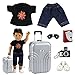 Produktbild Miunana Puppen Urlaub Zubehör Kofferraum Spielkarten Kamera Sonnenbrille T-Shirt Hose Schuhe für Stehpuppe 45-50cm Puppe 18 Inch American Girl Boy Junge Doll