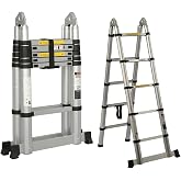 A Tipi Teleskopik Al&uuml;minyum Merdiven 1.6+1.6m | Katlanır &Ccedil;ift Taraflı | 150 kg Kapasiteli | EN131 SGS Sertifikalı | Taşınabil