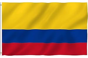 Anley Fly Breeze Bandera de Colombia de 3x5 pies - Color Vivo y Resistente a la decoloración UV - Encabezado de Lona y Doble Costura - Banderas Nacionales Colombianas Poliéster con Arandelas