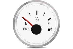 TIKSCIENCE 73-10 ohm Marine Fuel Lever Gauge 2" 52mm Universal Boat Fuel Gas Tank Meter 9-32V with Led Backlight Fit for Car Truck Generator Engine, White
