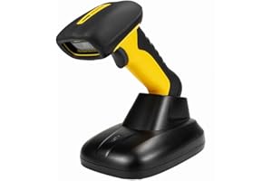 NetumScan Escáner de código de barras 2D inalámbrico, lector de código de barras resistente al agua y antimicrobiano (código de matriz de datos QR PDF17) Base de carga con receptor incorporado NS1202W