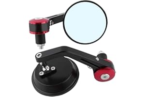 SOLUPTANISU Motorcycle Rear view Mirrors,1 Pair Universal 7/8" Round Handlebar Bar End Rear View Mirrors Motorcycle Scooter Sidemirror Accessories(Red Bar End)