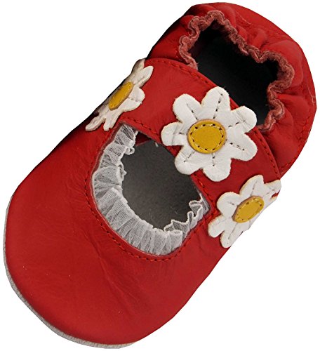 MiniFeet Soft Leather Baby Shoes, Ruby Red Sandal 18-24 Months