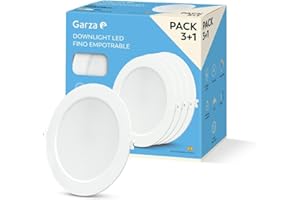 Garza - Pack de 3+1 spots LED encastrables, circulaires, extra-plats, 22 cm, 18 W, lumière neutre 4000K, 1950 lm, 30 000 h, IP20, blanc
