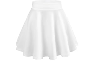 DRESHOW Rétro Jupe Basique Elastique évasée Mini Jupe Plissée Patineuse Décontractée Pour Femmes Filles