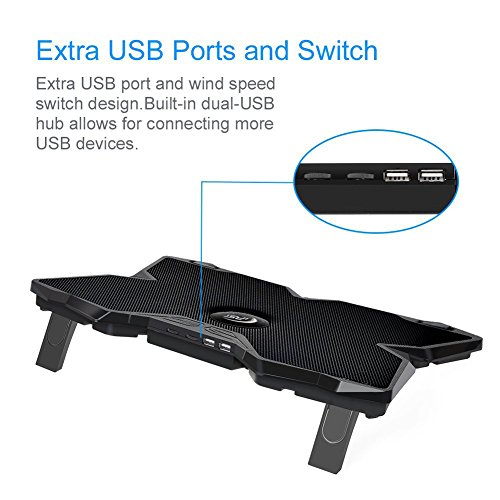 Cooling Pad 17 Zoll Gaming Laptop Kühler Notebook Ständer Kühlpad mit USB Port und 4 LED Lüftern Kühlpad Kühlmatte für Macbook Game Laptop Notebook Einstellbar - 4