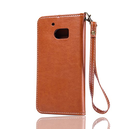 SKYXD Leder Hülle für HTC 10 Rosen Blumen und Schmetterlings Muster,PU Folio Klappbar SchutzHülle [Brieftasche Kartenfach / Magnet / Standfunktion / Trageschlaufe] KlappHülle für mit [Krone Handyanhänger + Eingabestift] 3 in 1 Zubehör Set Handy Tasche Etui for HTC 10 Bookstyle Flip Case Leather Cover With [Stylus and Dust Plug]- Braun - 3