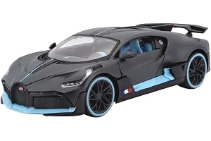 Maisto - Bugatti Divo, Diecast-bil i skala 1:24, detaljerad replika med öppningsbara dörrar, matt grå lackering med blå detaljer, officiellt licensierad av Bugatti, rekommenderad ålder 3+ år