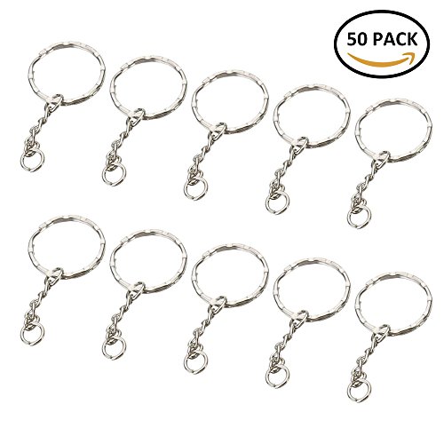 Enjoygoeu, anello portachiavi con catena, 25 mm di diametro, in metallo, per realizzare portachiavi fai da te