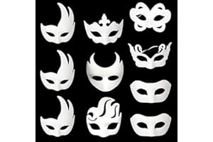 GGOUPTY DIY Paper Mache Art Masks 10 Pcs Paintable Masquerade Masks Half face Paper Art Masks for Halloween Christmas Makeup parties Theme Party
