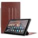 Produktbild CASEBOT Hülle für Amazon Fire HD 10 Tablet (10-Zoll, 7. Generation - 2017 Modell) - [Multi-Sichtwinkel] Schlank Magnetische Kickstand Schutzhülle Abdeckung mit Auto Schlaf/Wach Funktion, Braun