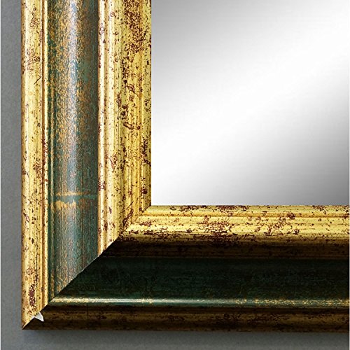 Spiegel Wandspiegel Badspiegel Flurspiegel Garderobenspiegel - Über 200 Größen - Bari Grün Gold 4,2 - Außenmaß des Spiegels 70 x 140 - Wunschmaße auf Anfrage - Antik, Barock