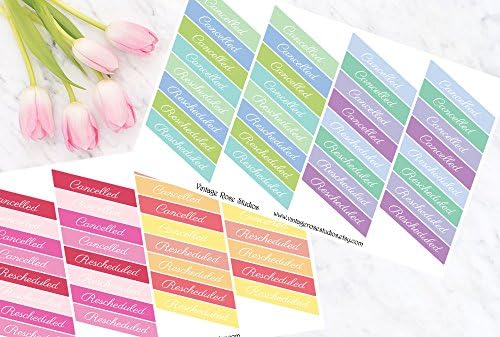 Cancelled Rescheduled Functional Planner Stickers in Cool & Warm Color Palette Erin Condren LifePlanner, Filofax Kikki K Travelers Notebook