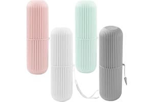 QIWENR 4 Piezas Viaje Portátil Estuche Cepillo de Dientes,Estuche de Cepillo de Dientes de Plástico Estuche Cepillo de Dientes de Viaje Dientes Viaje Estuche para El Cepillo Dientes,para Viajes Hogar Escuela