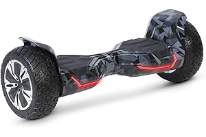 HoverSport G2 8.5" All Terrain Off Road Hoverboard for Kids, Built In Bluetooth Speaker, LED Lights Self Balancing Scooter, Hover Board Kids, Self Balancing Hoverboard (Black Vortex)